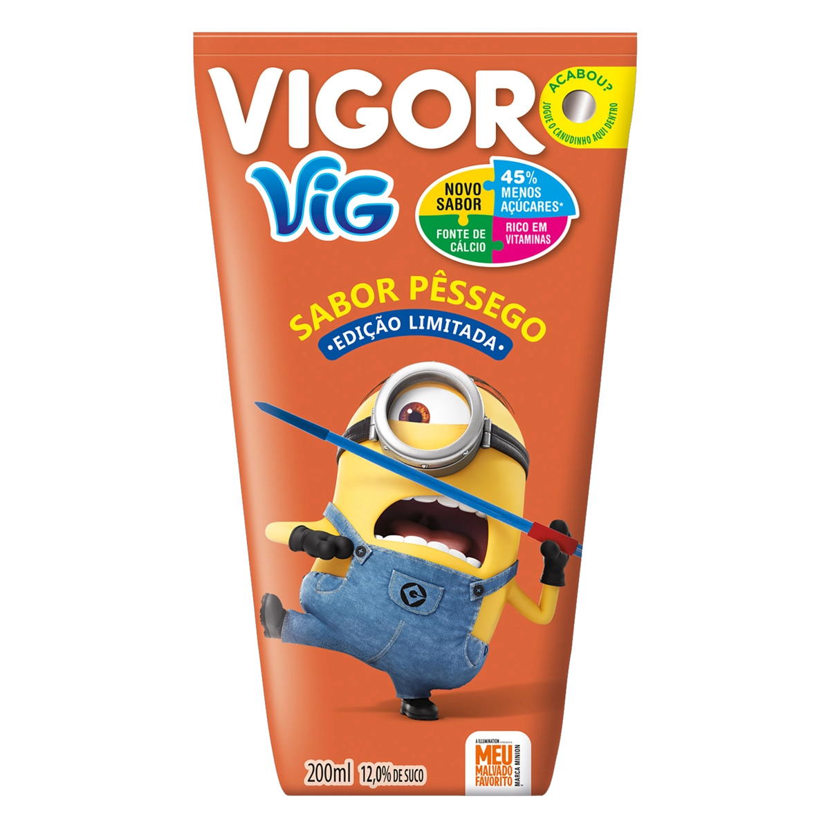 Bebida Adoçada Pêssego Meu Malvado Favorito Vigor Vig Caixa 200ml