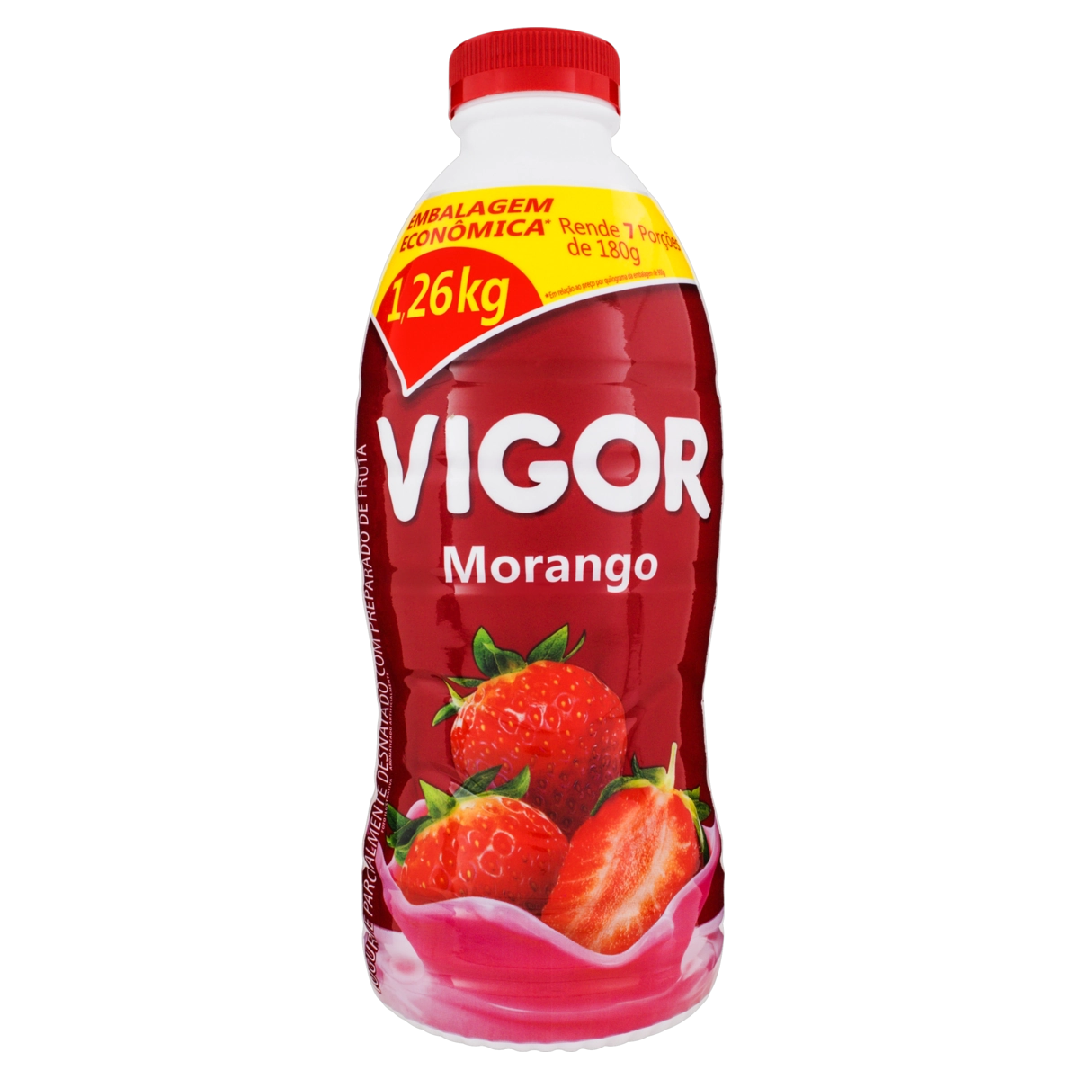 Iogurte Parcialmente Desnatado Morango Vigor Garrafa 1,26kg
