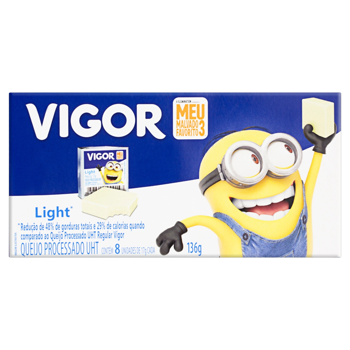 Queijo Processado Uht Light Meu Malvado Favorito 3 Vigor 136g 8 Unidades