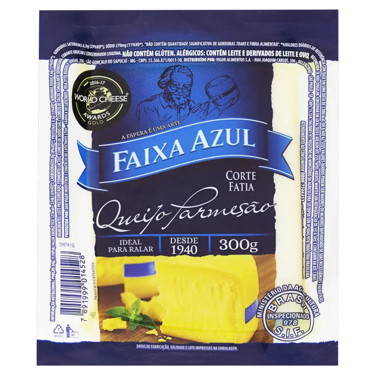 Queijo Parmesão Fatiado Faixa Azul 300g