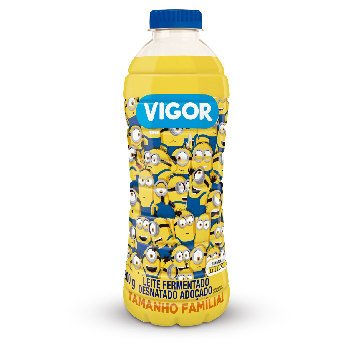 Leite Fermentado Desnatado Minions Vigor Garrafa 800g Tamanho Família