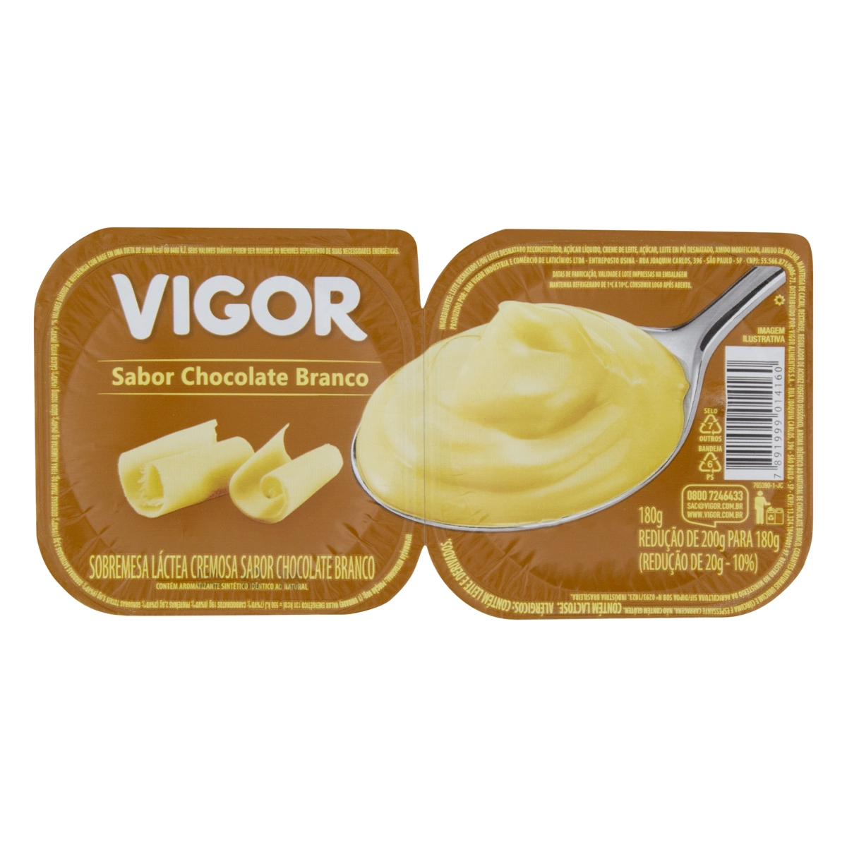Sobremesa Láctea Chocolate Branco Vigor Pote 180g 2 Unidades