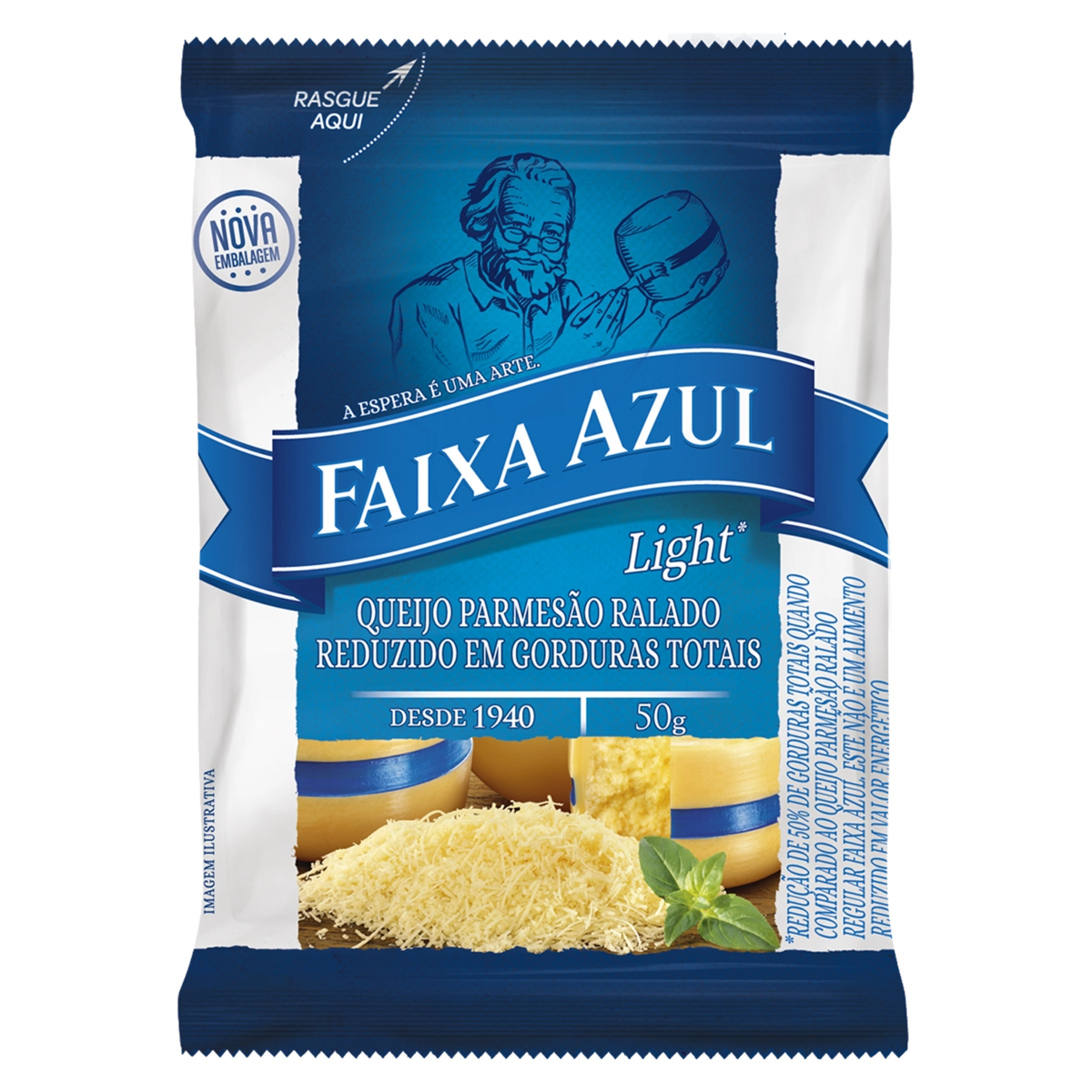 Queijo Parmesão Ralado Light Faixa Azul Pacote 50g