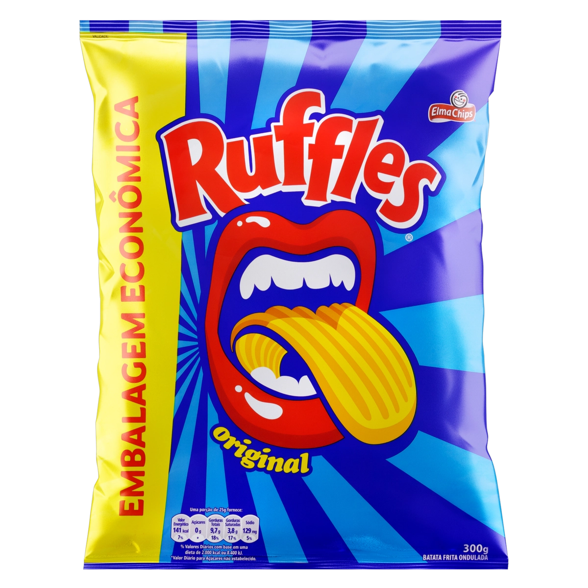 Batata Frita Ondulada Original Elma Chips Ruffles Pacote 300g Embalagem Econômica