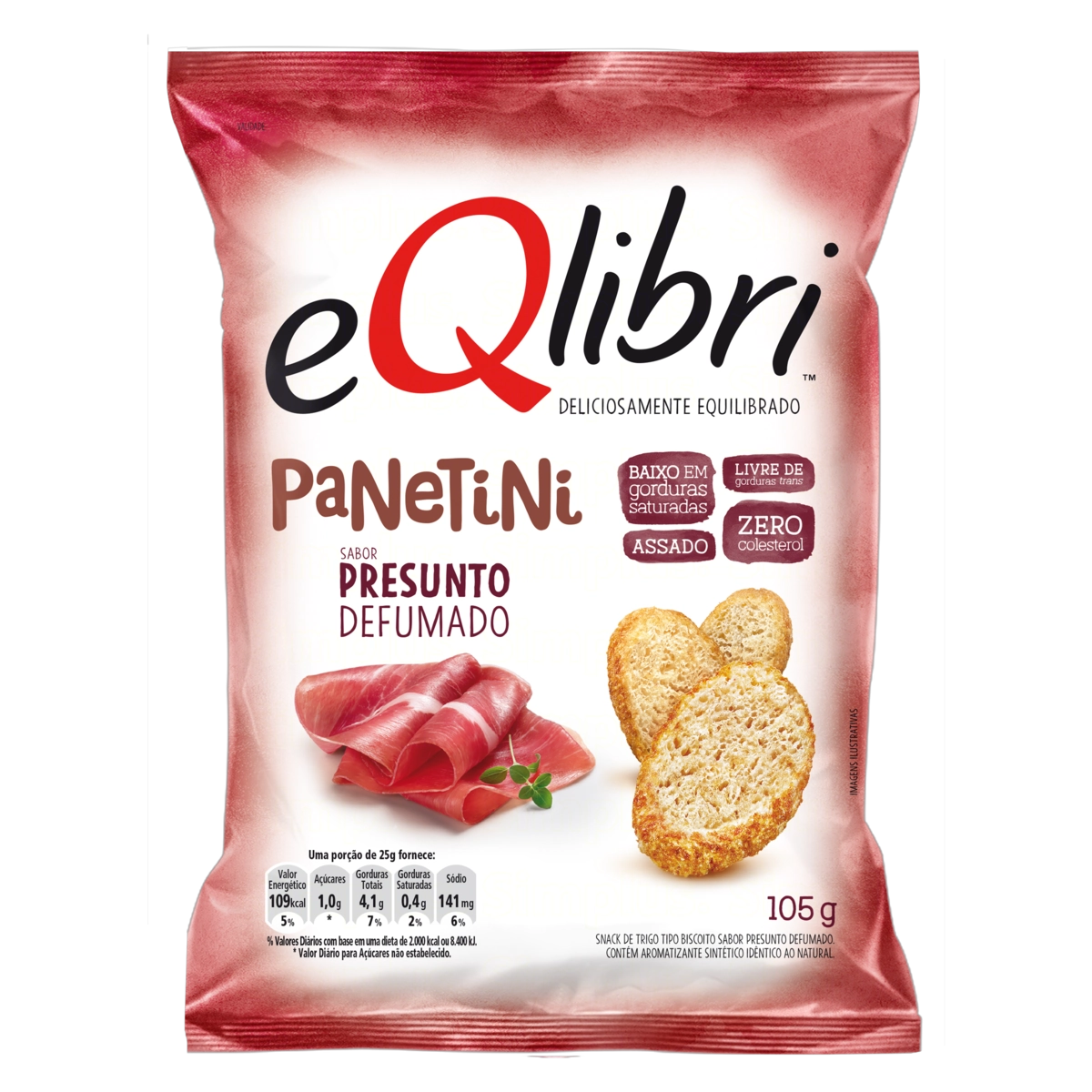 Snack De Trigo Presunto Defumado Eqlibri Panetini Pacote 105g