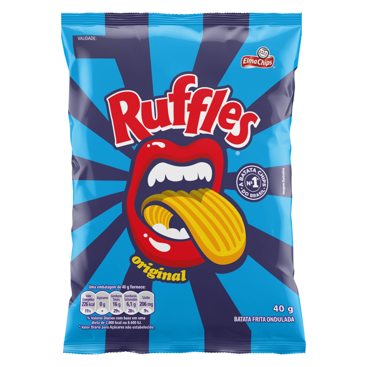 Batata Frita Ondulada Original Elma Chips Ruffles Pacote 40g