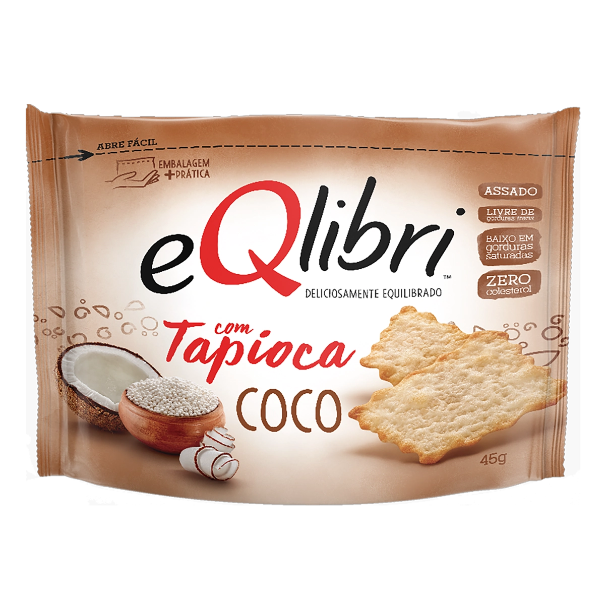 Biscoito Cracker Com Tapioca Coco Eqlibri Pacote 45g