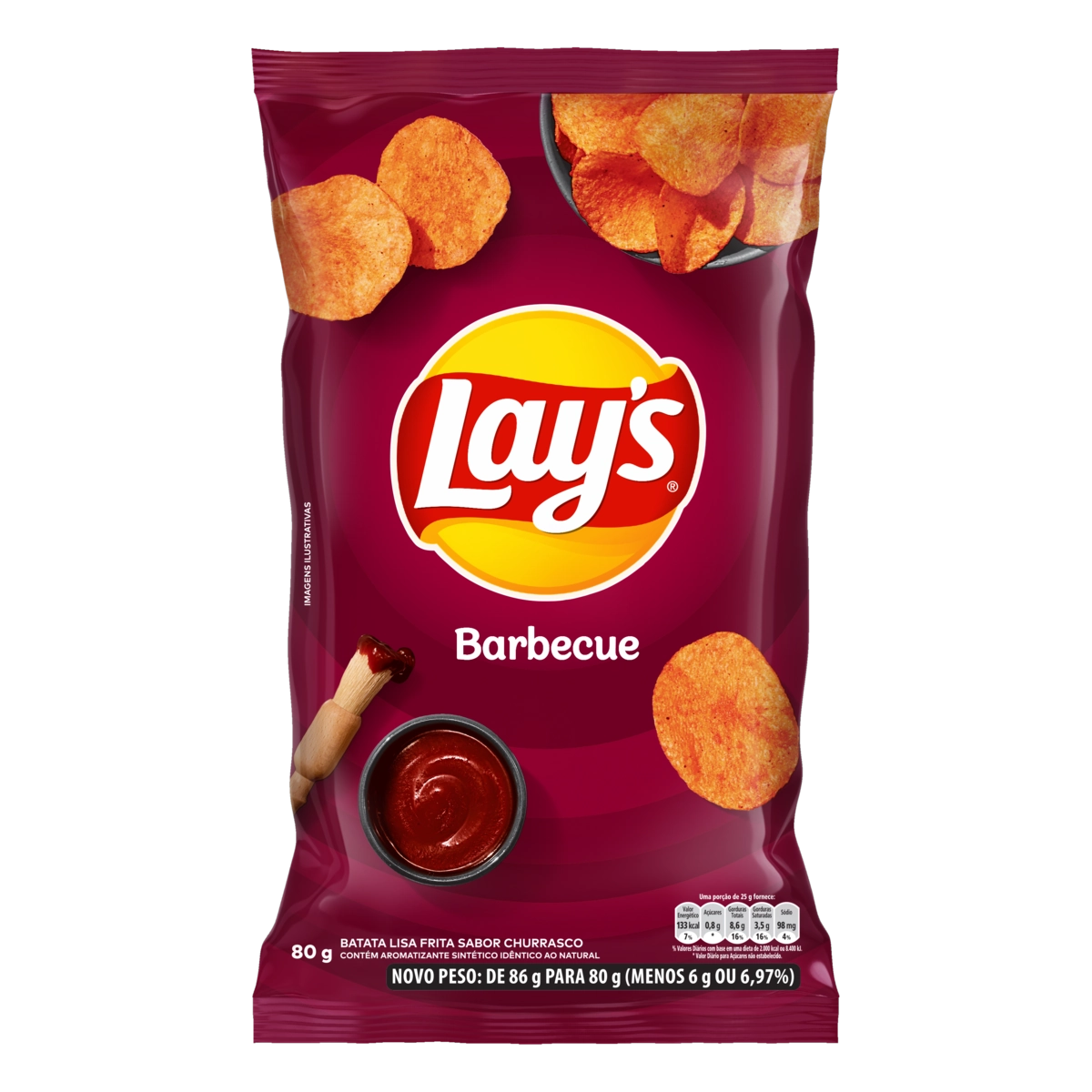 Batata Frita Lisa Barbecue Lays Pacote 86g