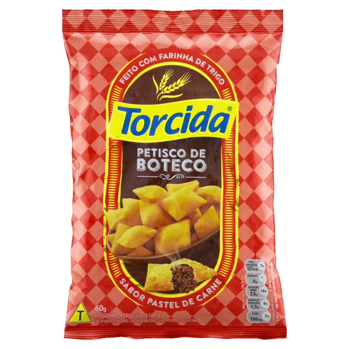 Salgadinho De Trigo Pastel De Carne Torcida Petisco De Boteco Pacote 60g