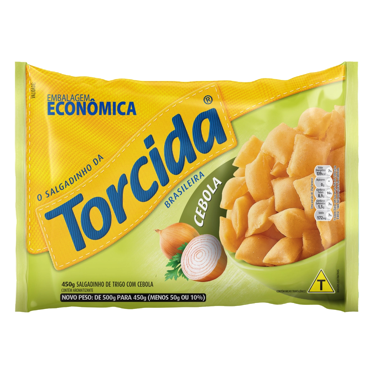Salgadinho De Trigo Cebola Torcida Pacote 450g Embalagem Econômica