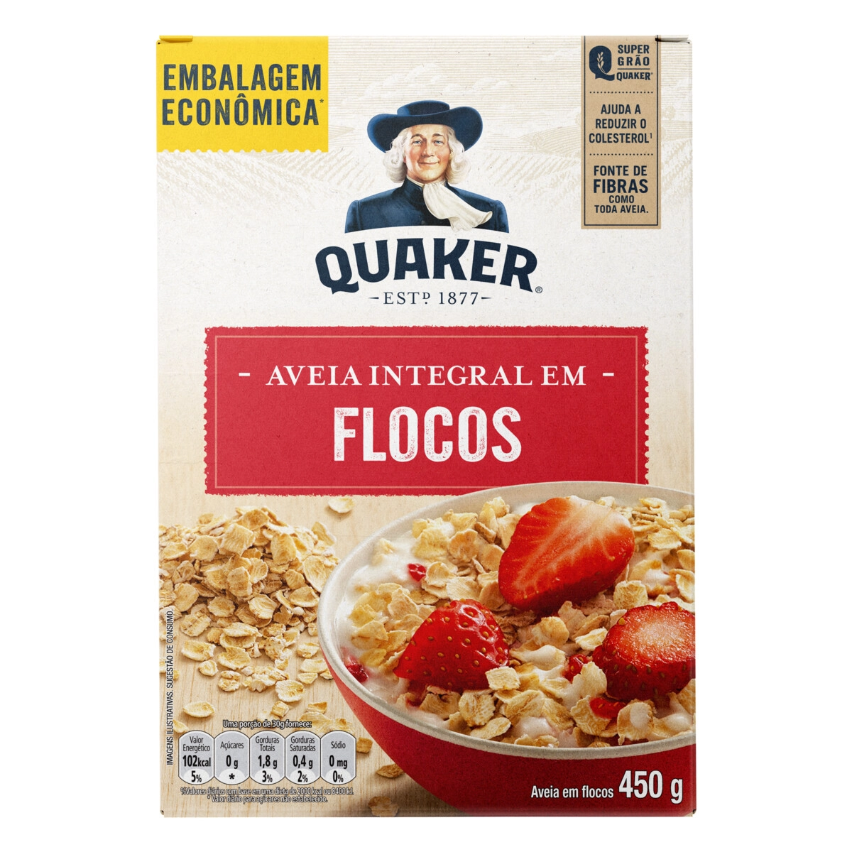 Aveia Em Flocos Quaker Caixa 450g Embalagem Econômica