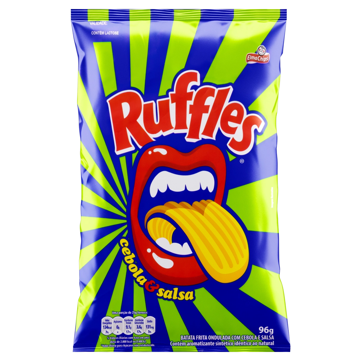 Batata Frita Ondulada Cebola E Salsa Elma Chips Ruffles Pacote 96g