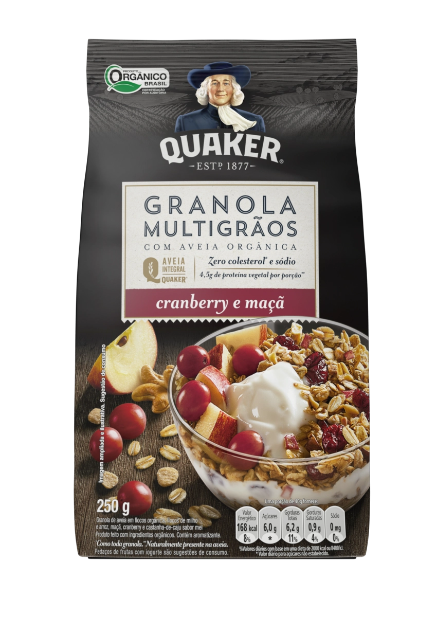 Granola Orgânica Multigrãos Cranberry E Maçã Quaker Pacote 250g