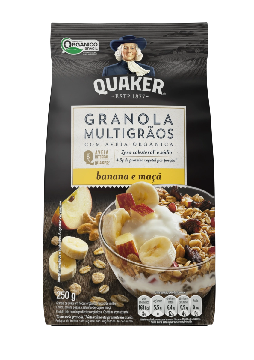Granola Orgânica Multigrãos Banana E Maçã Quaker Pacote 250g