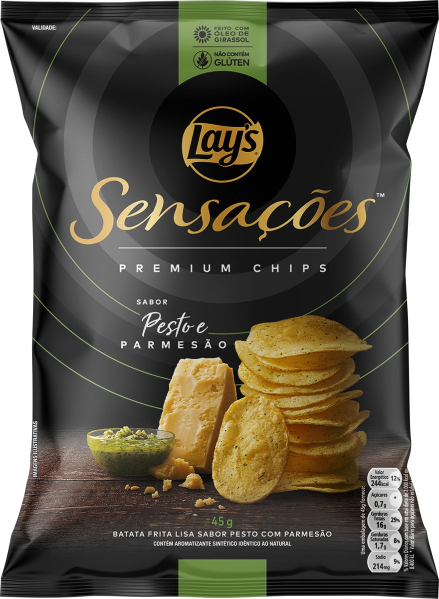 Batata Frita Lisa Pesto E Parmesão Lays Sensações Premium Pacote 45g