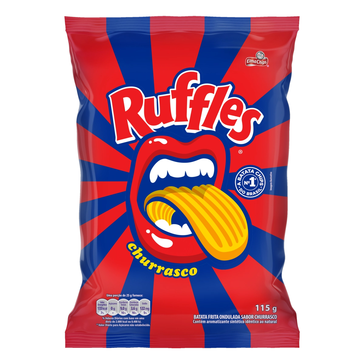 Batata Frita Ondulada Churrasco Elma Chips Ruffles Pacote 115g