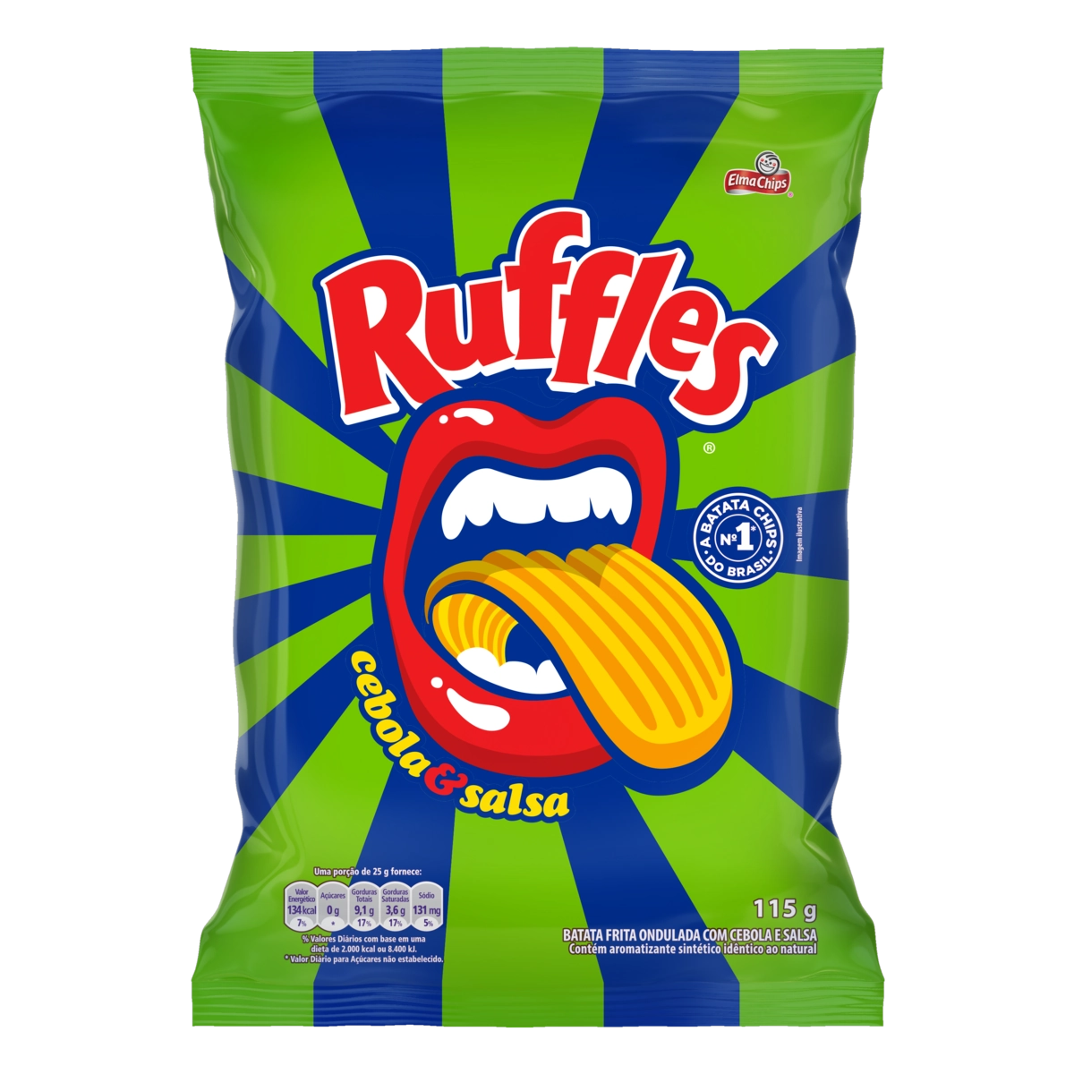 Batata Frita Ondulada Cebola E Salsa Elma Chips Ruffles Pacote 115g