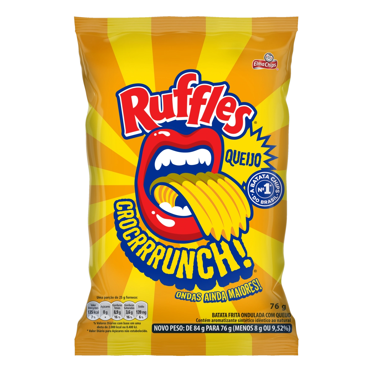 Batata Frita Ondulada Queijo Elma Chips Ruffles Pacote 76g