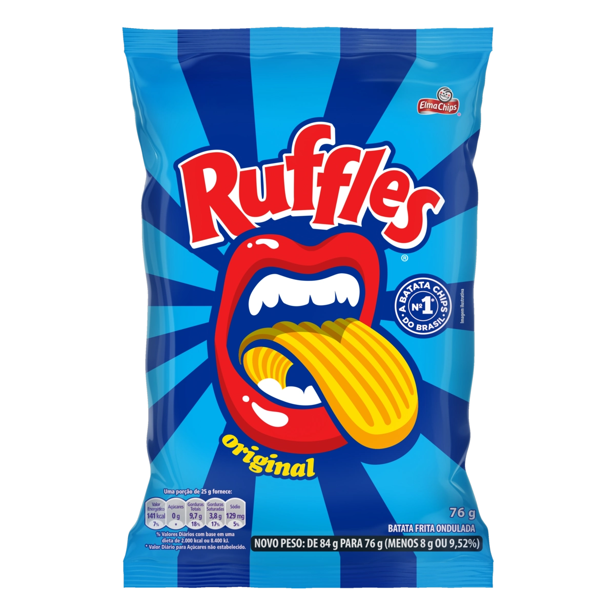 Batata Frita Ondulada Original Elma Chips Ruffles Pacote 76g