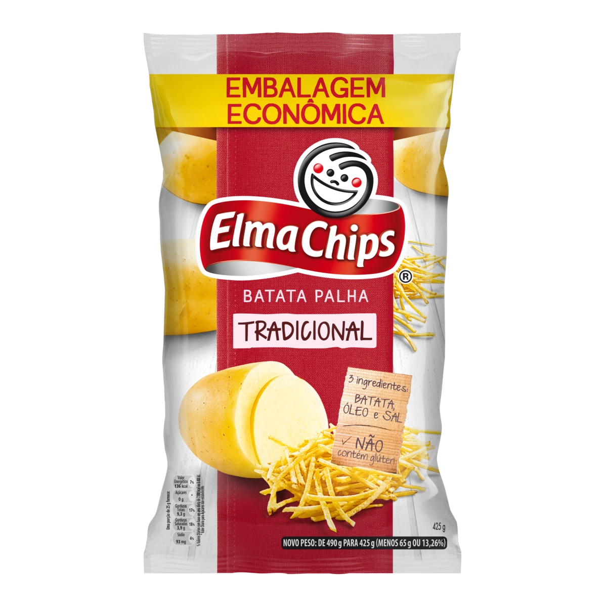 Batata Palha Tradicional Elma Chips Pacote 425g Embalagem Econômica