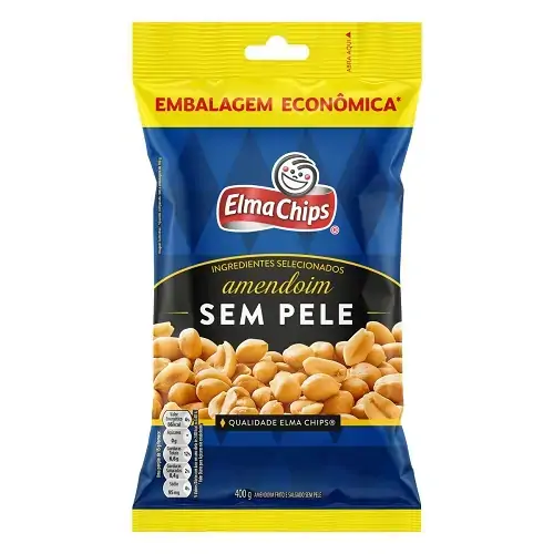 Amendoim Frito Salgado Sem Pele Elma Chips Pacote 400g Embalagem Econômica