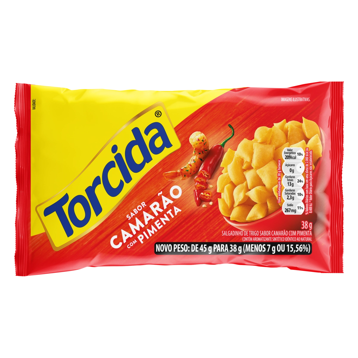 Salgadinho De Trigo Camarão Com Pimenta Torcida Pacote 38g