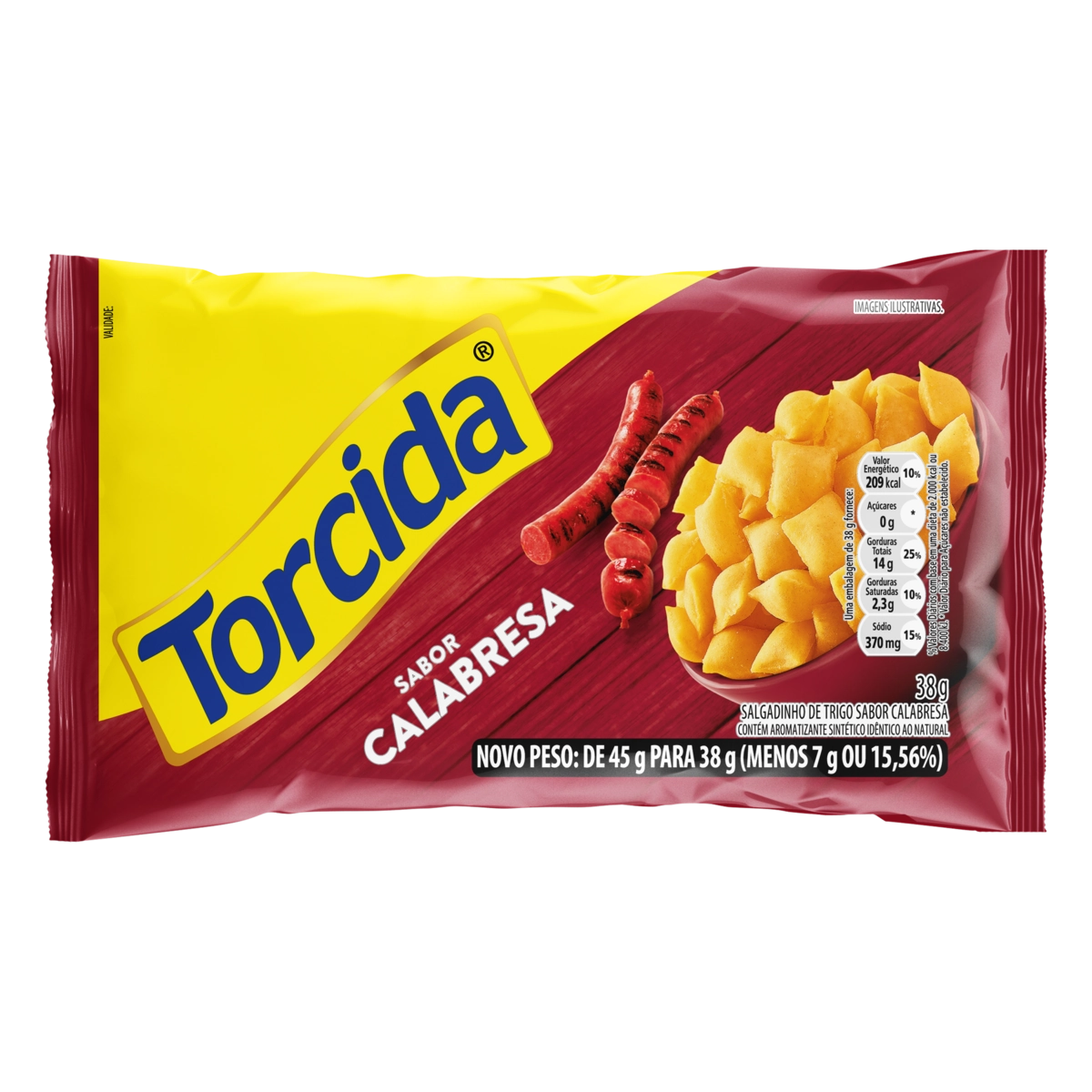 Salgadinho De Trigo Calabresa Torcida Pacote 38g