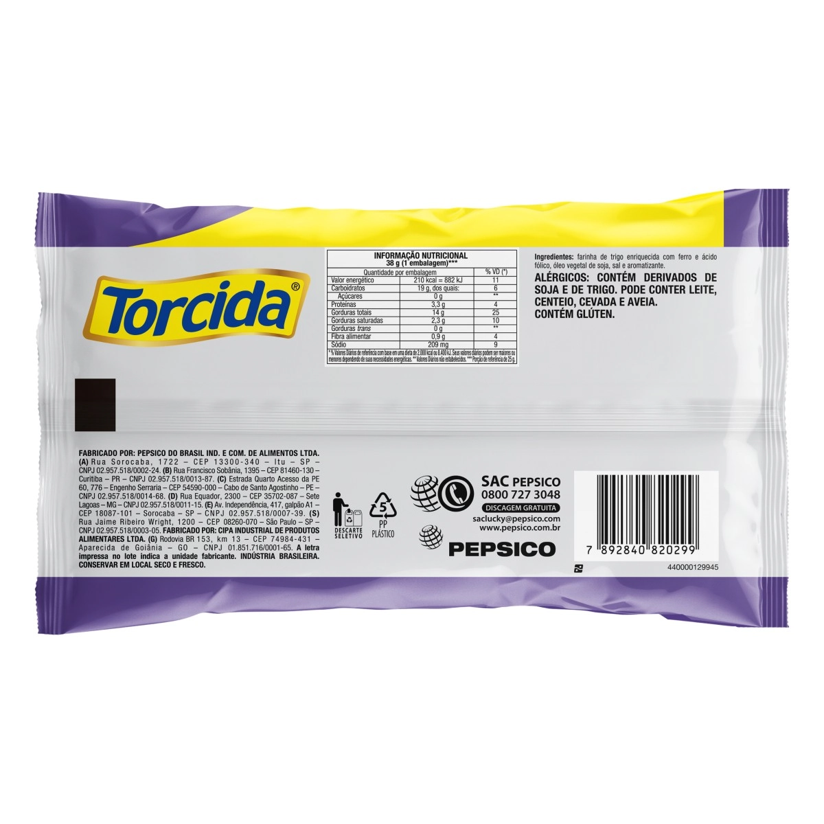 Salgadinho De Trigo Churrasco Torcida Pacote 38g