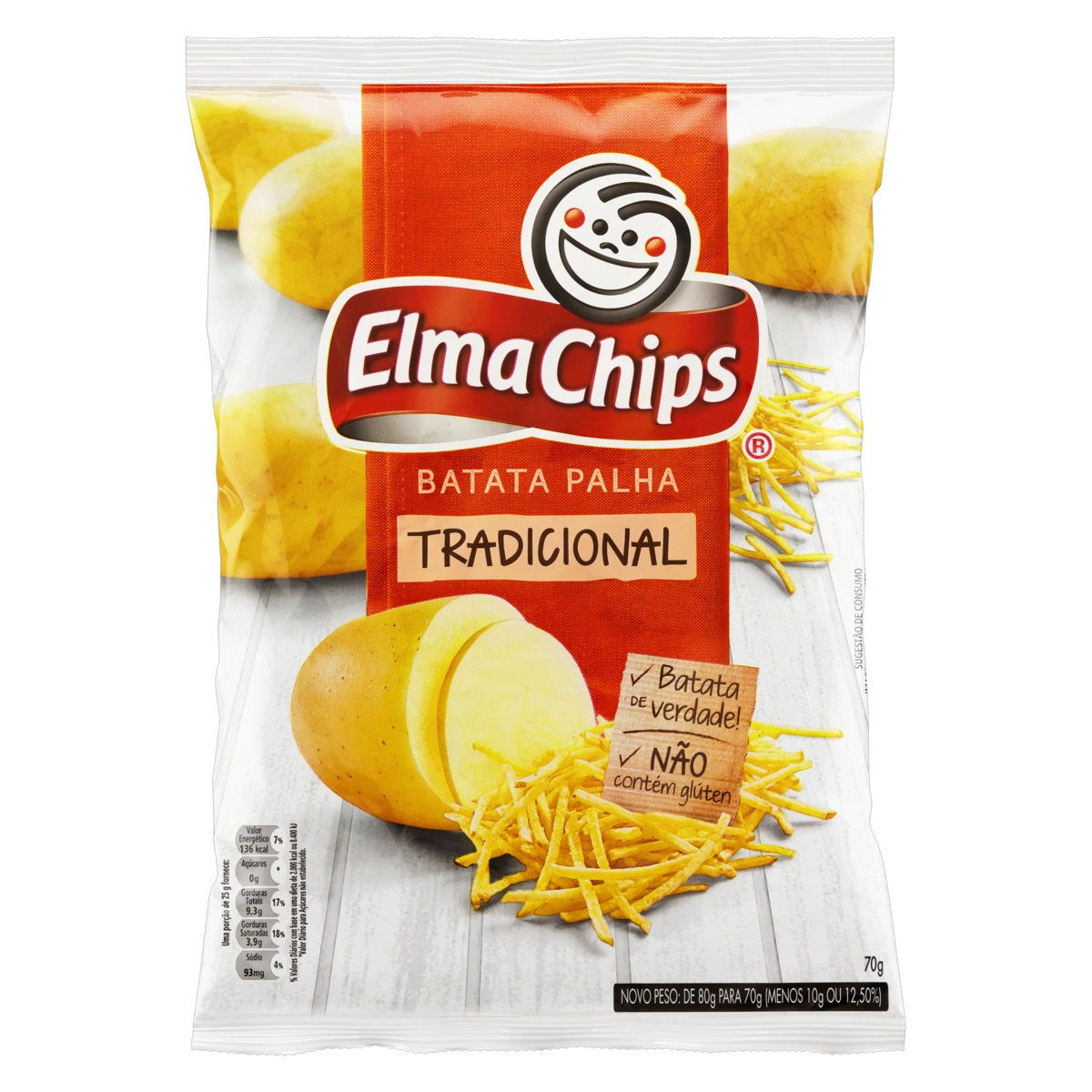 Batata Palha Tradicional Elma Chips Pacote 60g