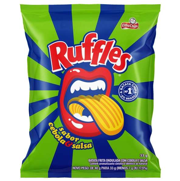 Batata Frita Ondulada Cebola Salsa Elma Chips Ruffles Pacote 40g