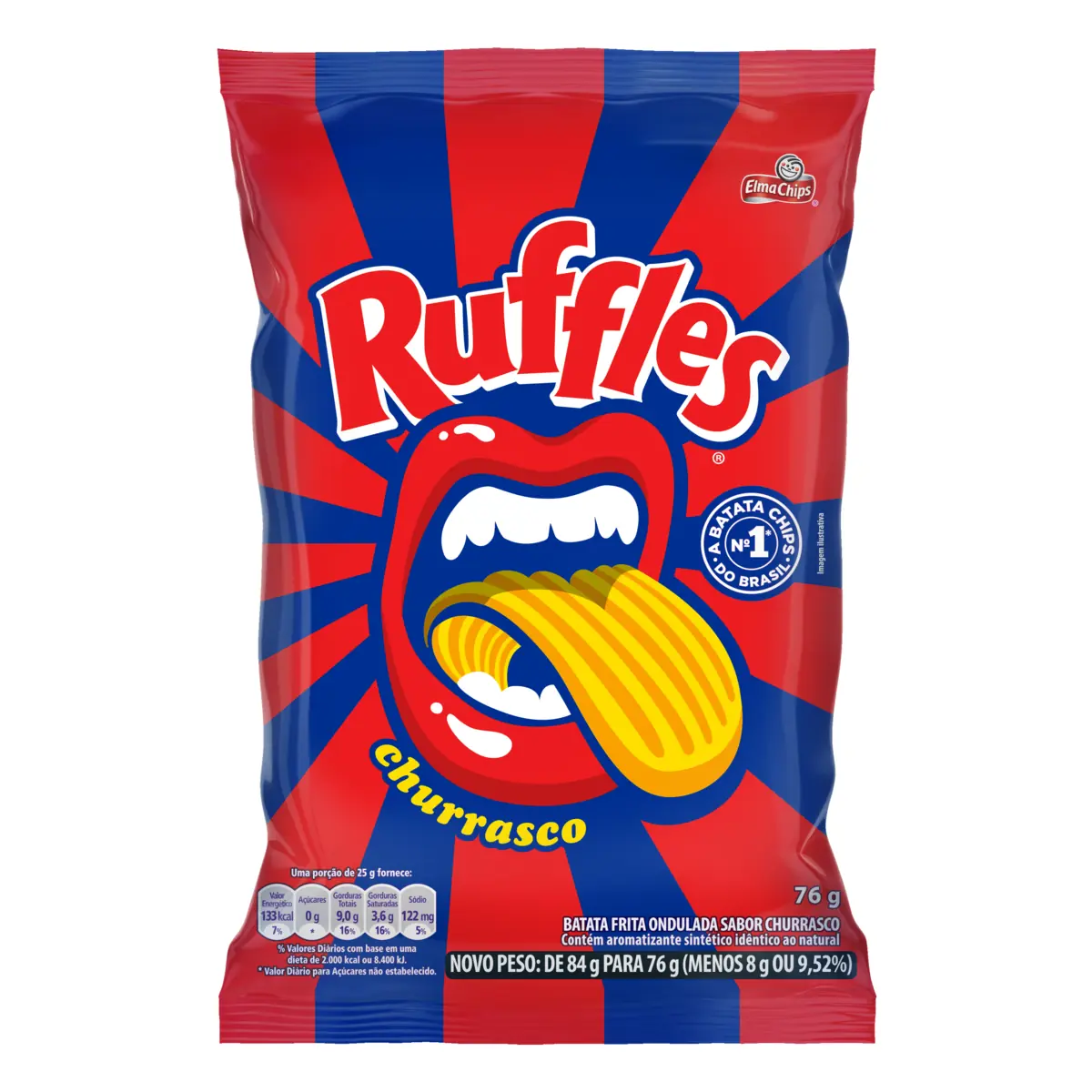 Batata Frita Ondulada Churrasco Elma Chips Ruffles Pacote 68g