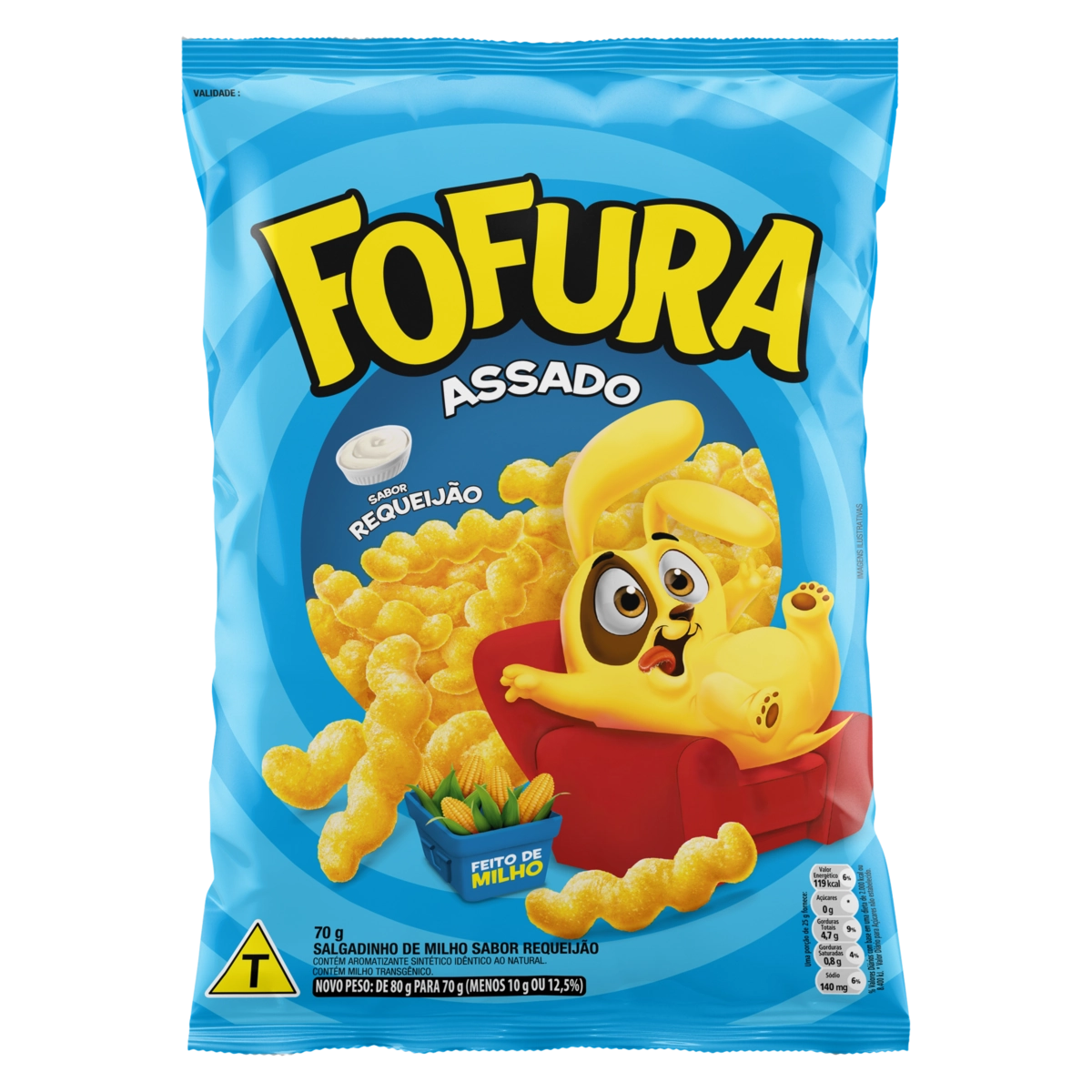 Salgadinho De Milho Requeijão Fofura Pacote 60g