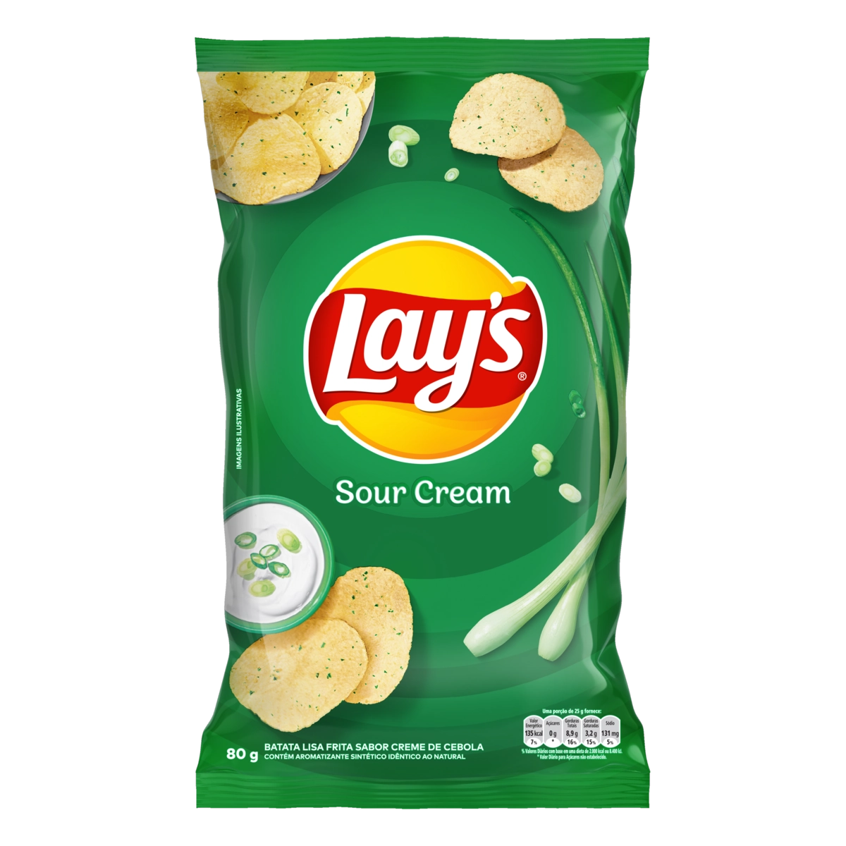 Batata Frita Lisa Sour Cream Lays Pacote 80g
