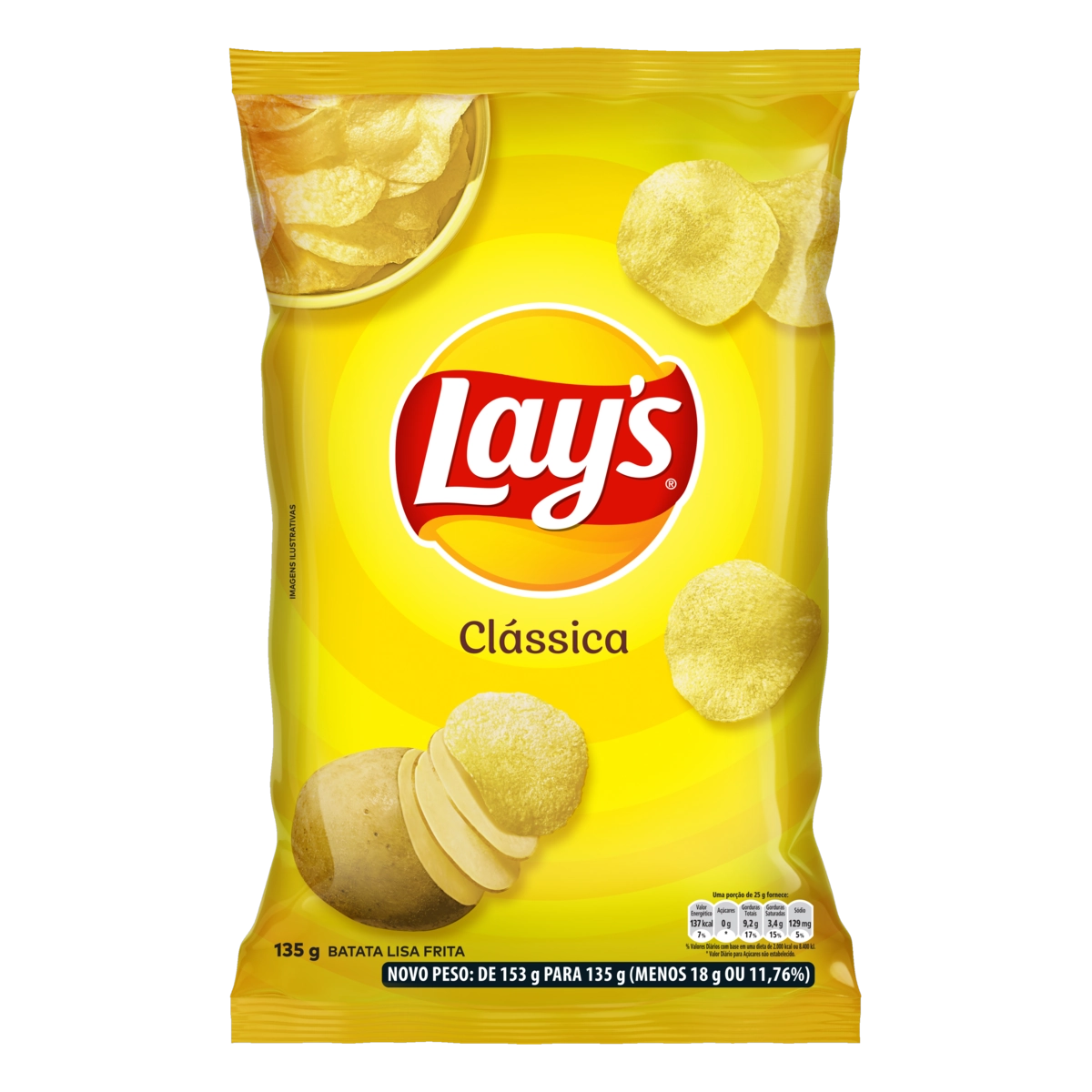 Batata Frita Lisa Clássica Lays Pacote 135g