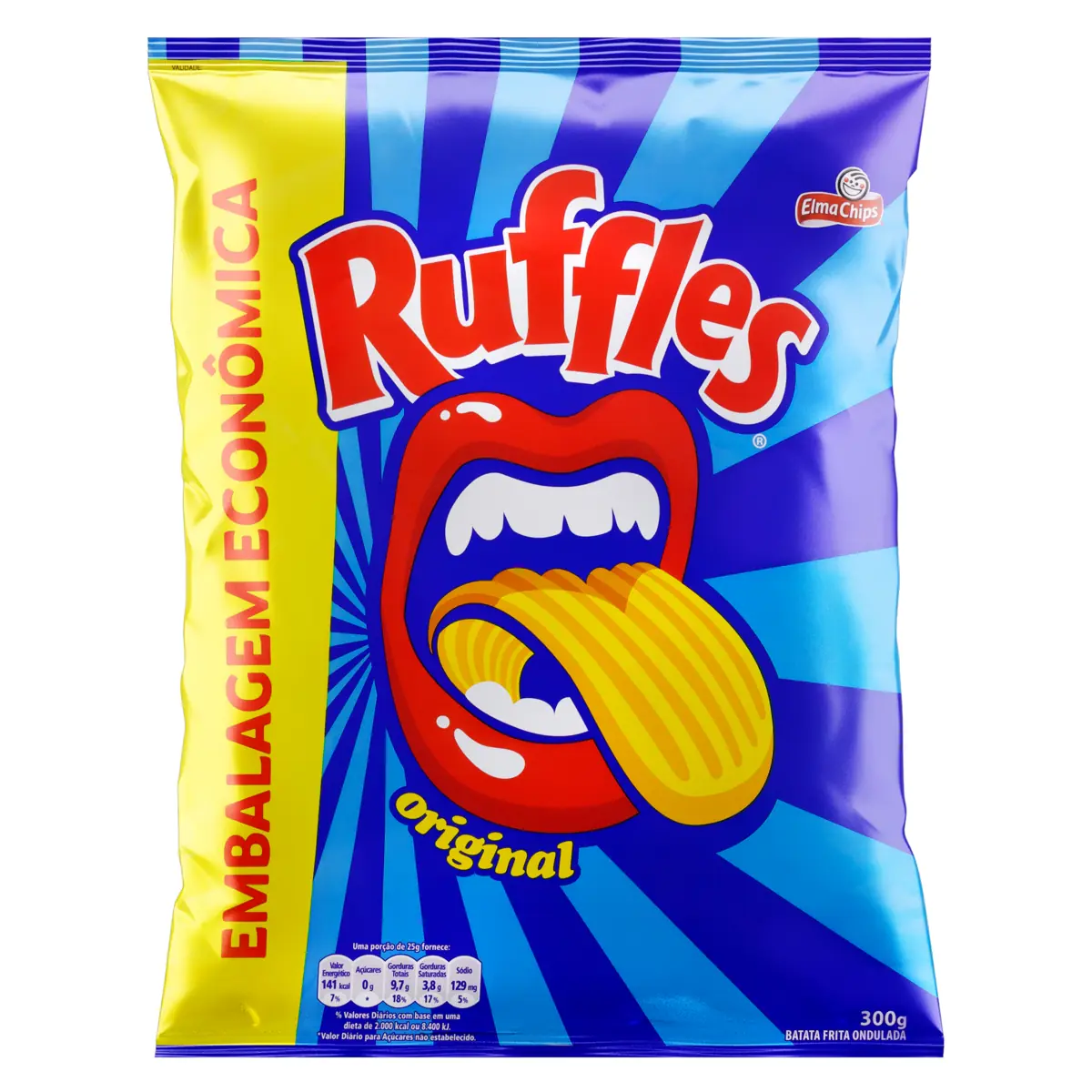 Batata Frita Ondulada Original Elma Chips Ruffles Pacote 270g Embalagem Econômica