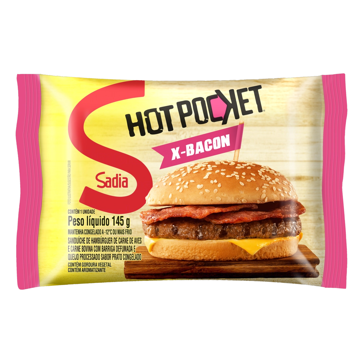 Sanduíche Congelado X Burguer Bacon Sadia Hot Pocket Pacote 145g