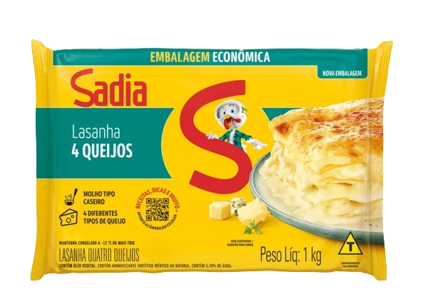 Lasanha 4 Queijos Sadia Pacote 1kg Embalagem Econômica