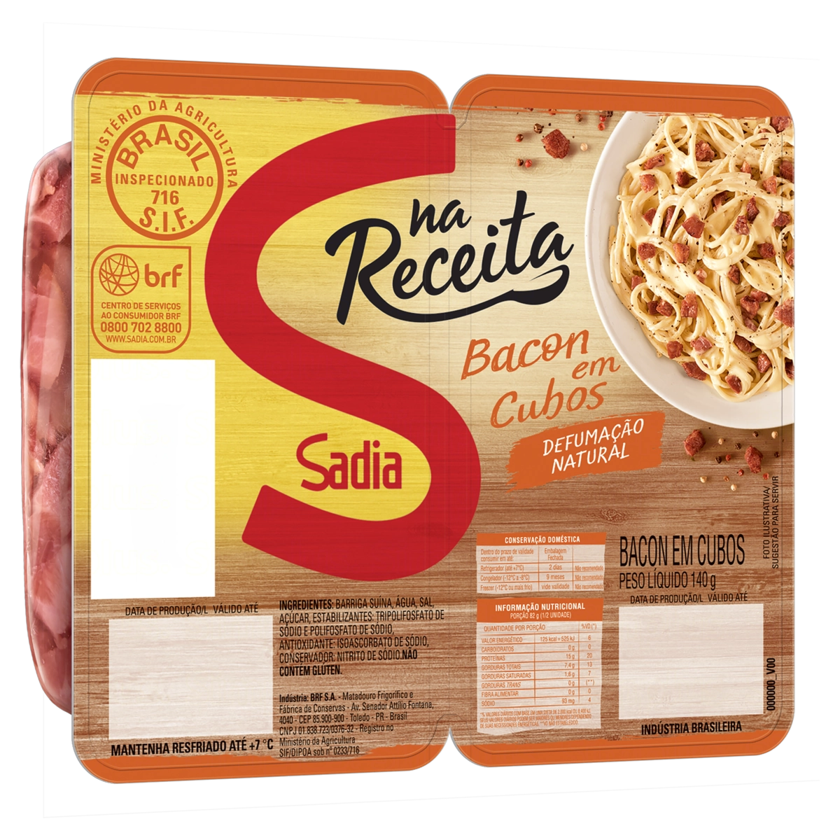 Bacon Em Cubos Defumado Sadia 140g
