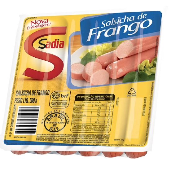 Salsicha De Frango Sadia 500g 10 Unidades