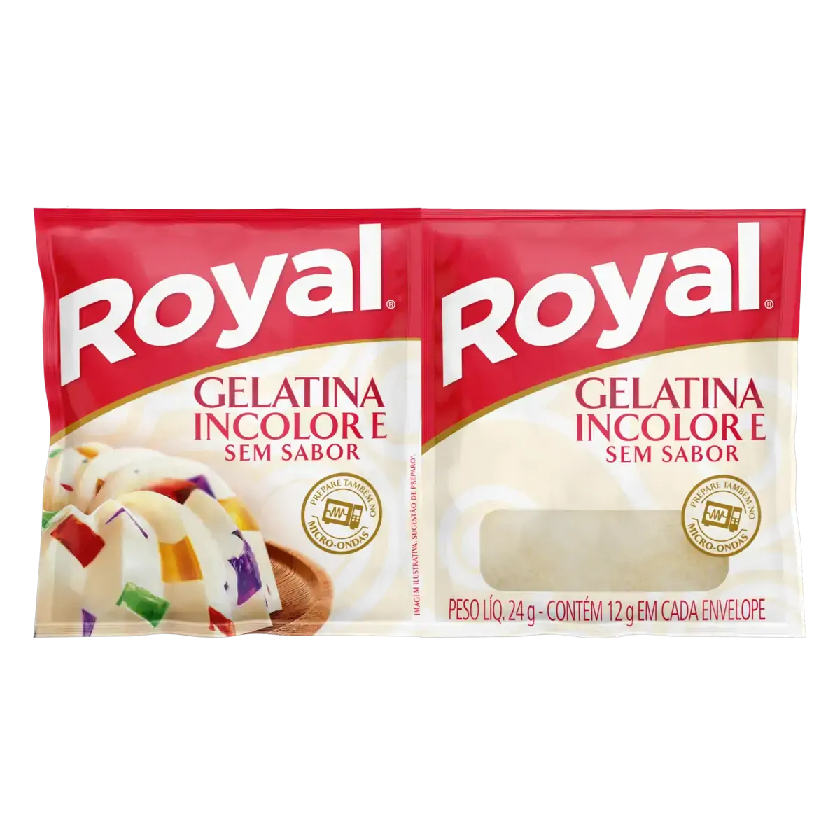 Gelatina Pó Sem Sabor Royal Pacote 24g 2 Unidades