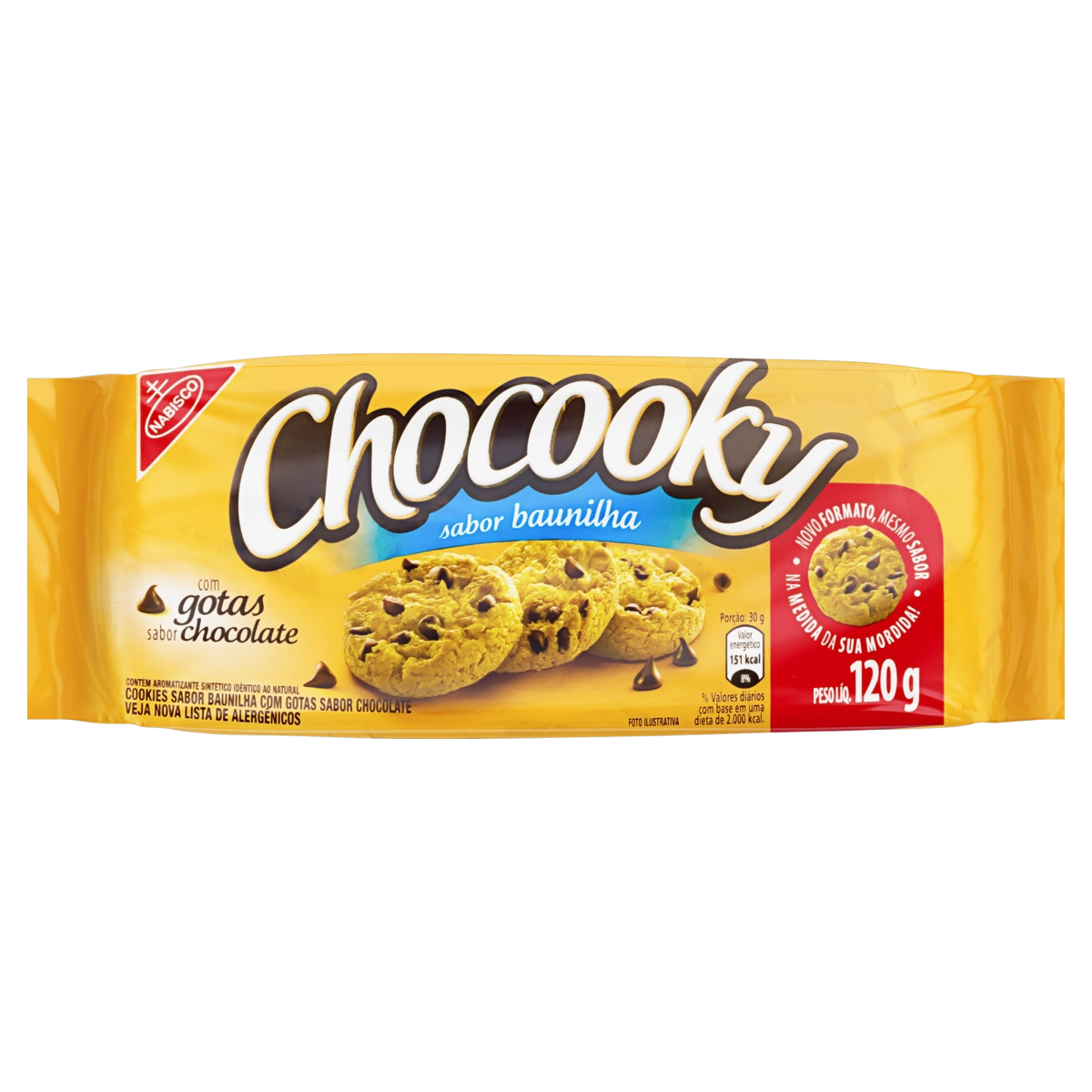 Biscoito Cookie Baunilha Com Gotas De Chocolate Chocooky Pacote 120g