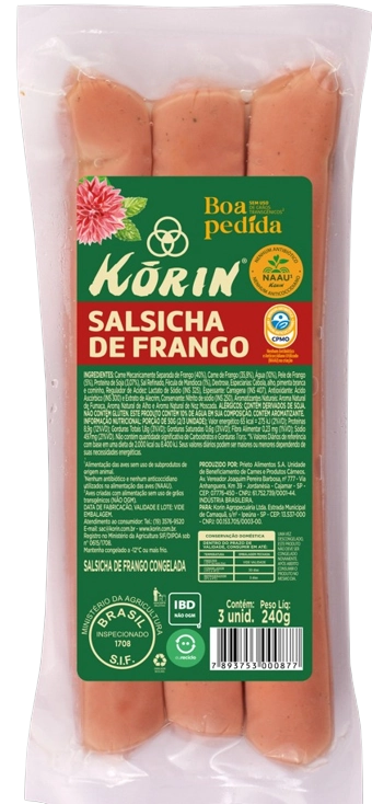 Salsicha Frango Korin Cong.240g