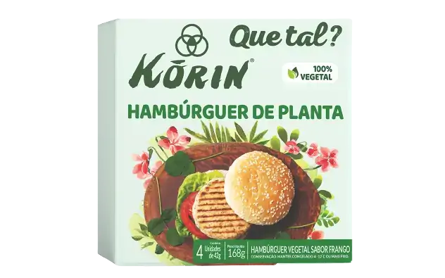Hambúrguer Vegetal Frango Korin Que Tal? Caixa 168g 4 Unidades