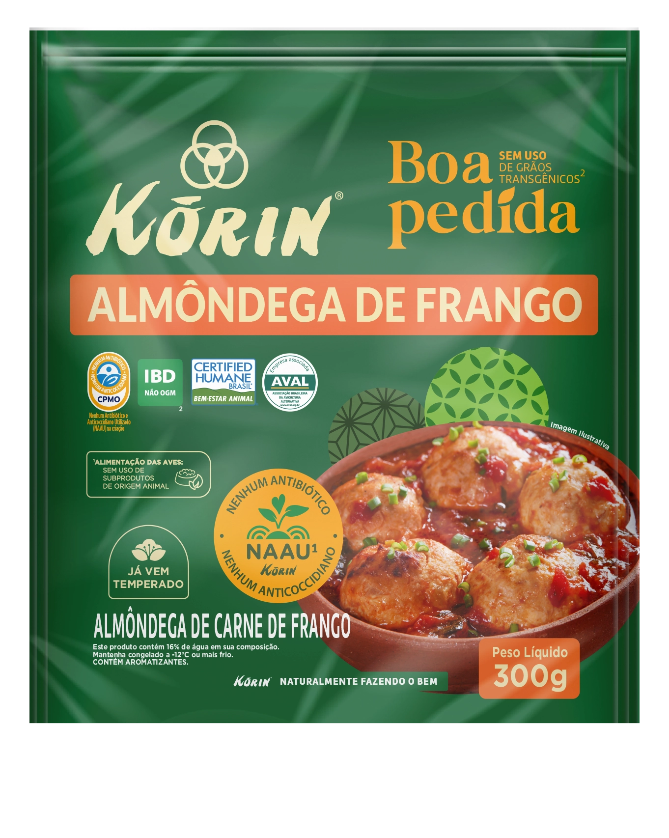 Almondega Korin Pct 300gr Frango