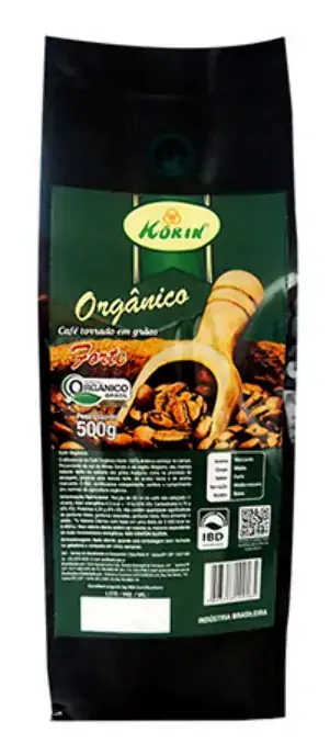 Café Torrado Em Grãos Orgânico Forte Korin Pacote 500g