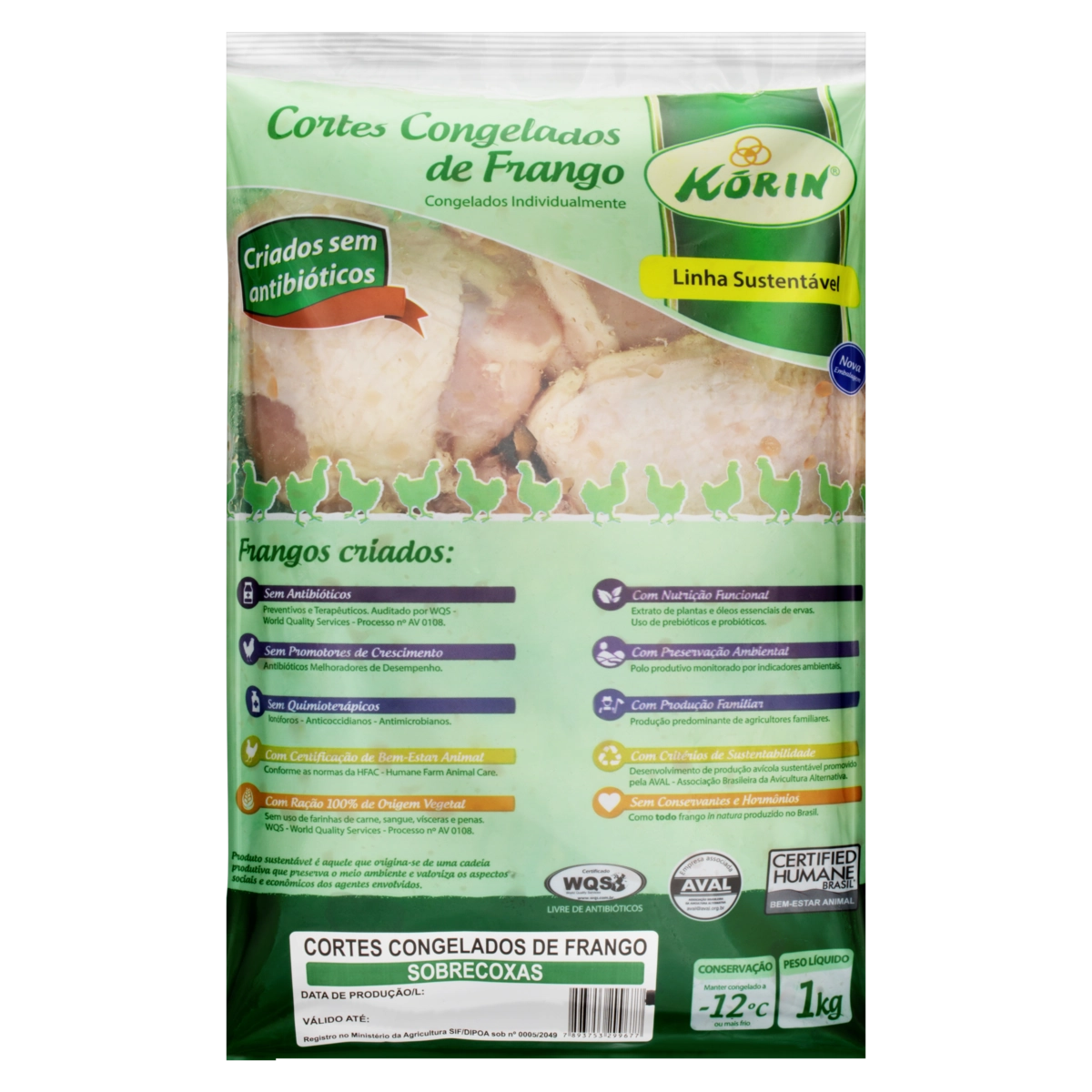 Sobrecoxa De Frango Congelada Kórin Sustentável 1kg