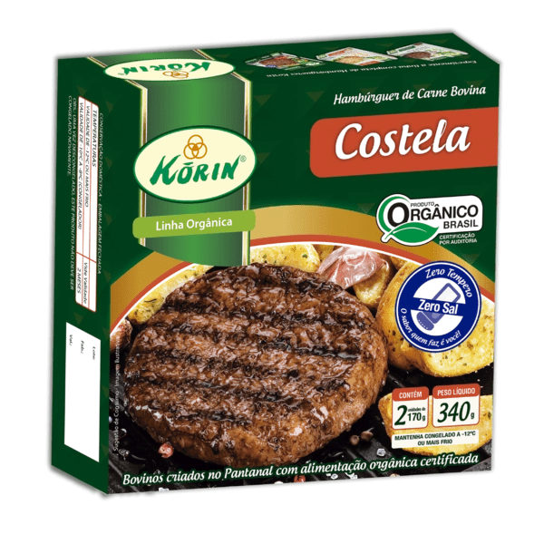 Hambúrguer De Carne Bovina Costela Orgânico Korin Caixa 340g 2 Unidades