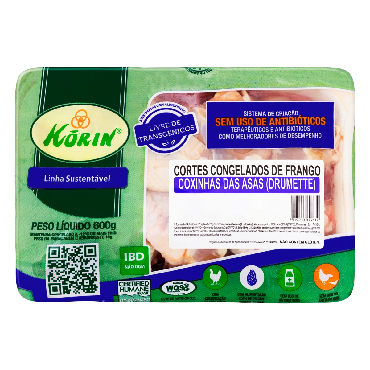 Coxinha Da Asa De Frango Congelada Korin Sustentável Livre De Transgênicos 600g