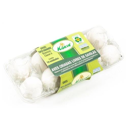 Ovos Brancos Grande Korin Bandeja 10 Unidades