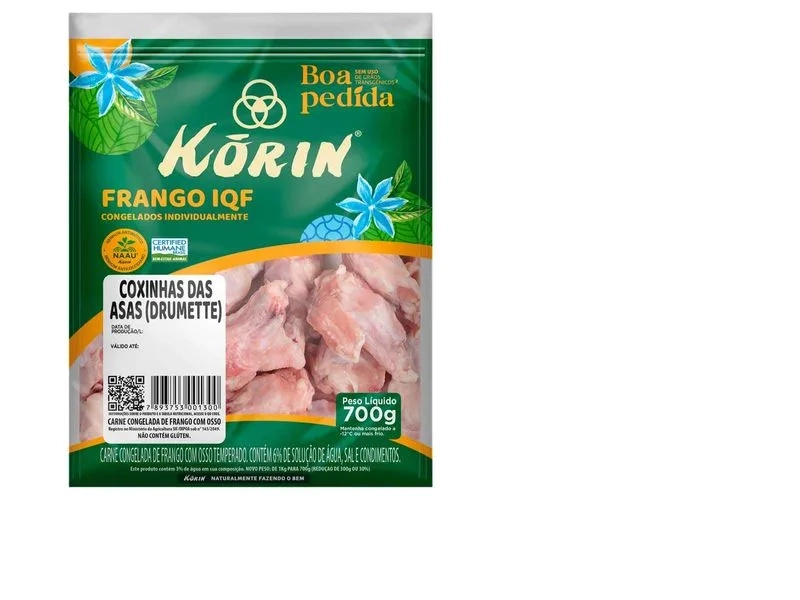 Coxinha Da Asa De Frango Congelada Korin Sustentável Livre De Transgênicos 1kg